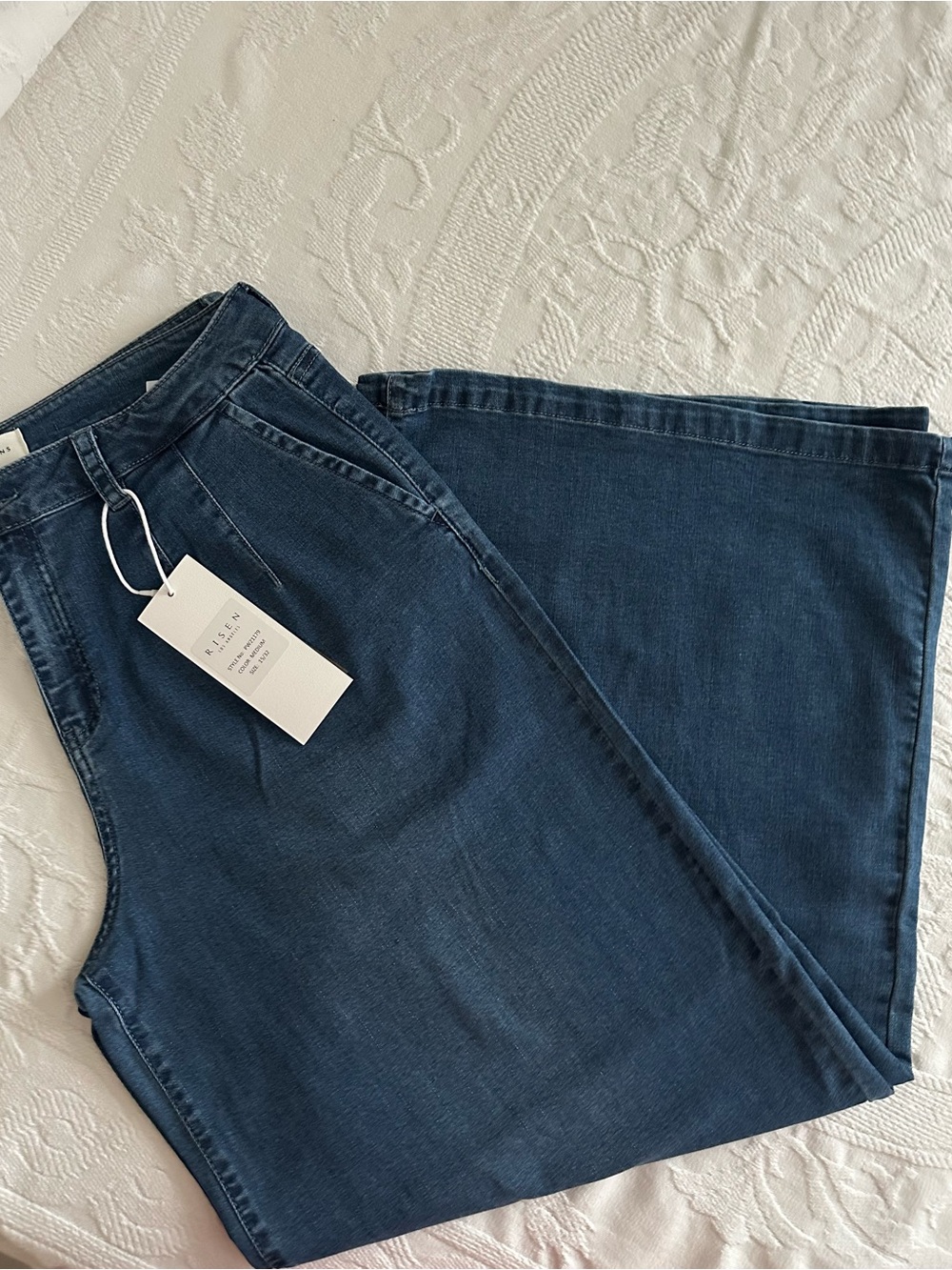 NWT Risen High-Rise Wide Leg Jeans in Dark Blue